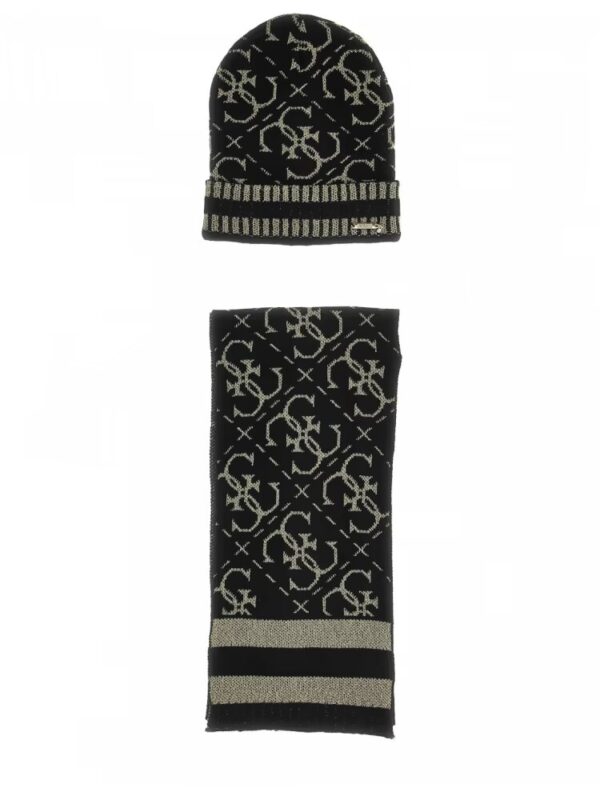 Guess Logo Set 2 Pezzi Cappelo Scaiarpa Nero Bambini