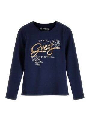 Guess Logo T-shirt Manica lunga Blu Bambina