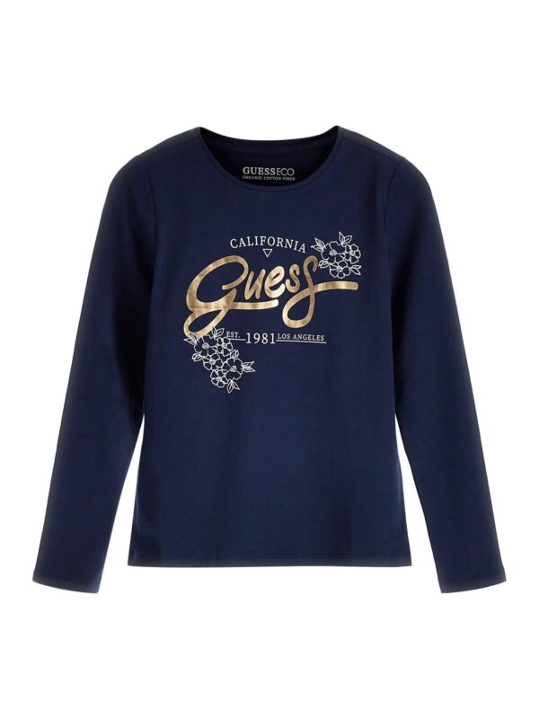 Guess Logo T-shirt Manica lunga Blu Bambina