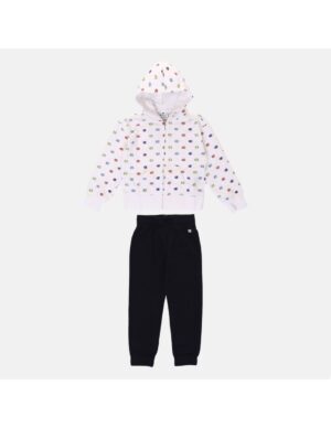 Champion Hooded Full Zip Suit Copleto Bianco Nero Bambina