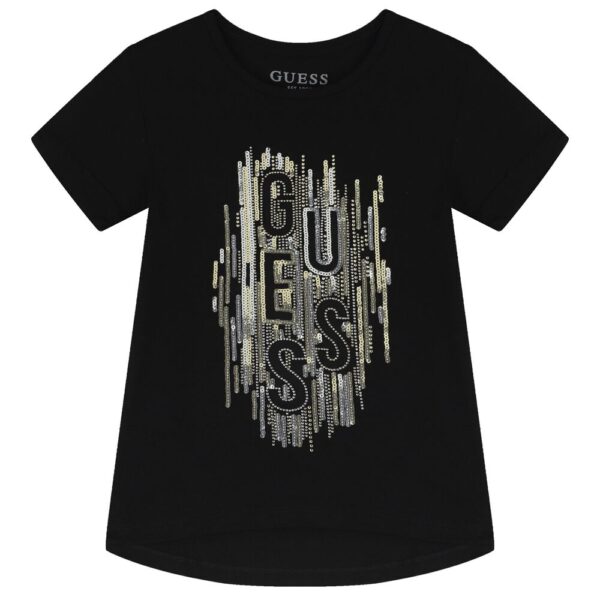 Guess  Embellished Logo T-shirt Nera Bambina