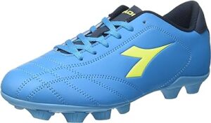 Diadora 650 Tf Scarpe Da Calcetto Azzurre Giallo Fluo Bambini Ragazzi