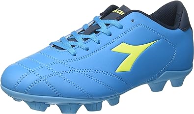 Diadora 650 Tf Scarpe Da Calcetto Azzurre Giallo Fluo Bambini Ragazzi