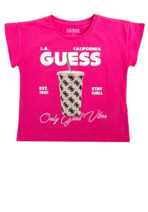 Guess Older Girl Stay Chill T-shirt Fucsia Bambine Ragazze