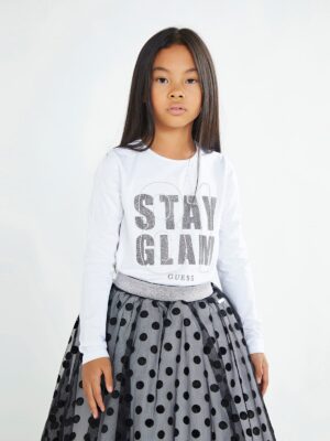 Guess T-shirt Manica lunga Regular fit Bianca Bambina