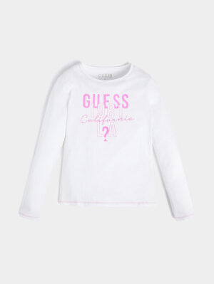 Guess Trip Logo T-shirt  Manica lunga Bianca Bambina