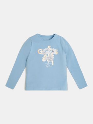 Guess Logo T-shirt Manica lunga Azzurra Bambina