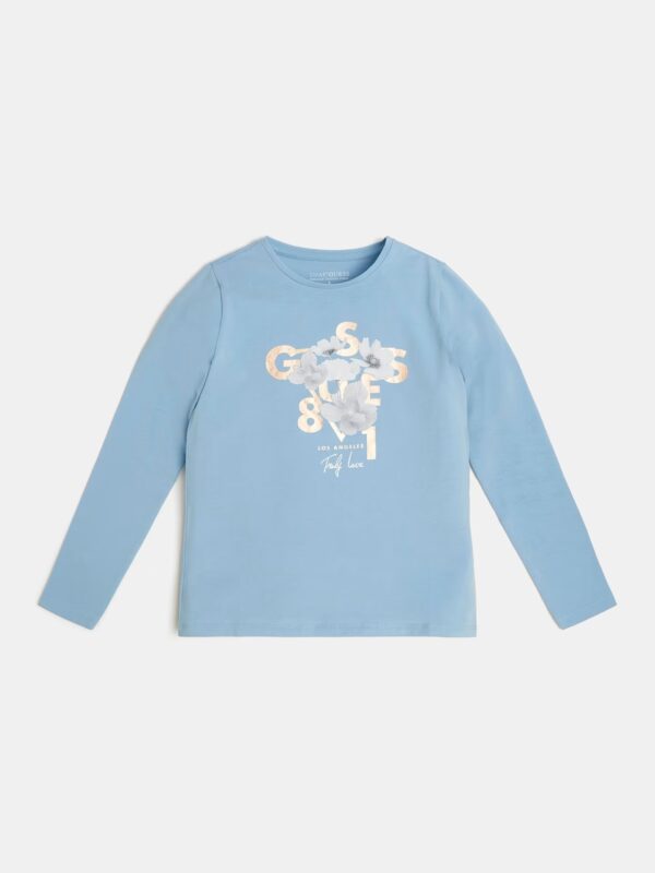 Guess Logo T-shirt Manica lunga Azzurra Bambina