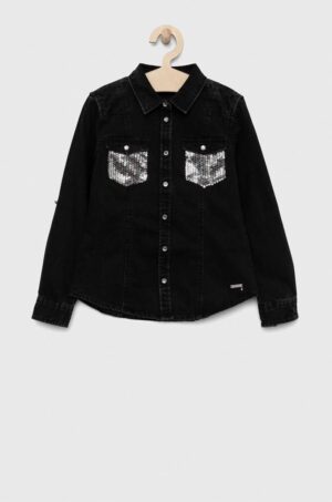 Guess Camicia in denim Nero con paillettes Bambina