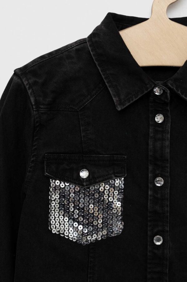 Guess Camicia in denim Nero con paillettes Bambina