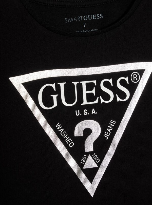 Guess Logo Long Sleeve Top T-shirt manica lunga Nera Bambina