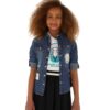 Guess Camicia In Denim Blu Bambina