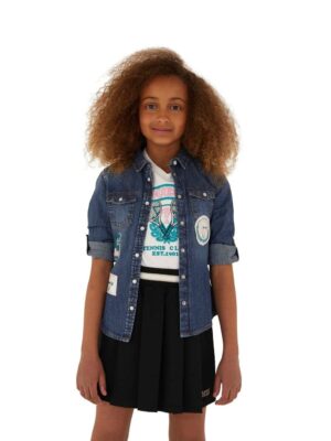 Guess Camicia In Denim Blu Bambina