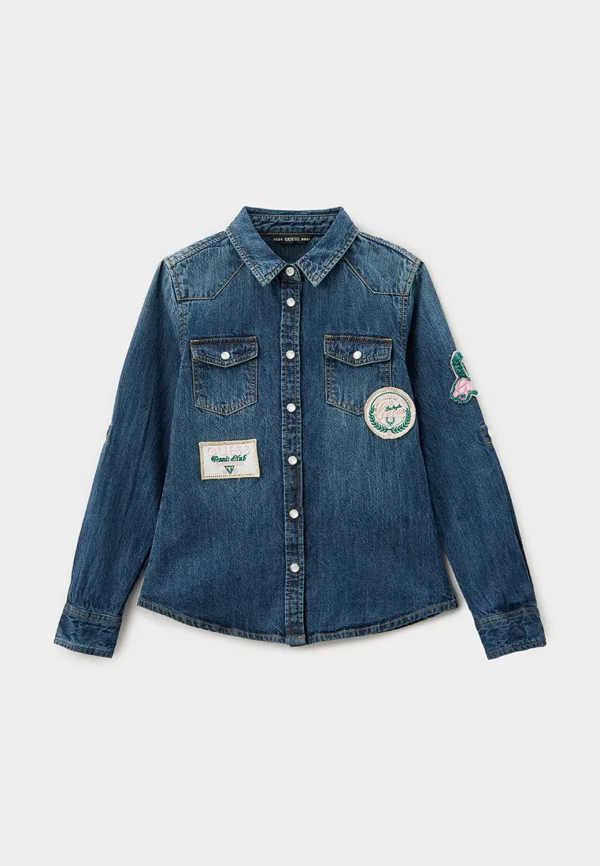 Guess Camicia In Denim Blu Bambina