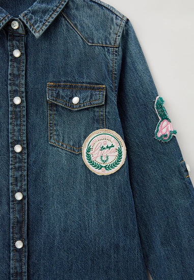 Guess Camicia In Denim Blu Bambina