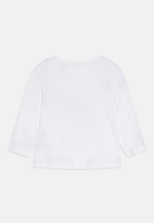 Guess Kids T-shirt Manica lunga Bianca logo triangolo con glitter Bambina