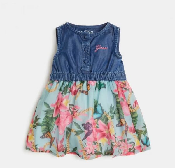 Guess Baby Vestito Di Jeans 2 Pezzi Blu Denim Bambina