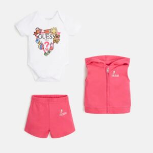 Guess kid Completo 3 pezzi Rosa Bianco Bambina