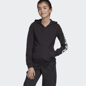 Adidas Linear Hoodie Felpa Chiusura Zip Nera Bambina
