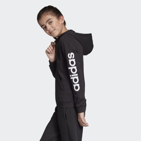 Adidas Linear Hoodie Felpa Chiusura Zip Nera Bambina