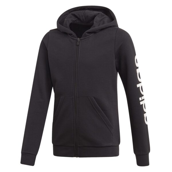 Adidas Linear Hoodie Felpa Chiusura Zip Nera Bambina