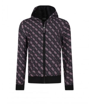 Guess Giacca Antivento Con Cappuccio Nera Rosa Bambina
