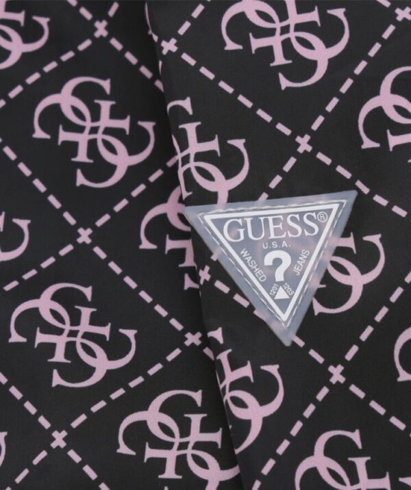 Guess Giacca Antivento Con Cappuccio Nera Rosa Bambina