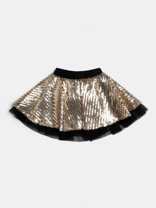 Guess Minigonna con paillettes Nero Oro Bambina