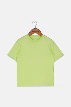 Guess Kid T-shirt Con Ricamo Frontale Verde Bambino