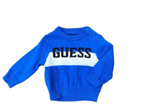 Guess Kids Golfino Bianco Azzurro Bambini