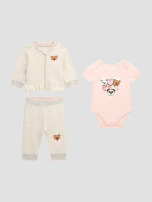 Guess Body e set di felpa con orsetto Beige Rosa Bambina