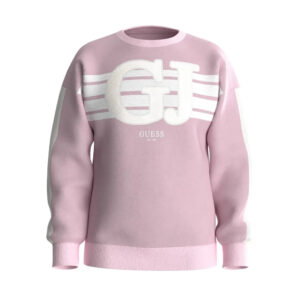 Guess Felpa Girocollo Rosa Bianca Bambina
