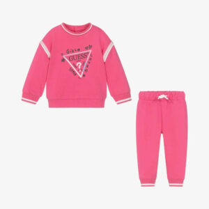 Guess Completo Tuta Rosa Bianco Bambina