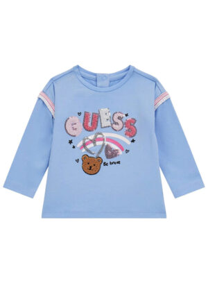 Guess Baby Felpa Girocollo Azzurra Bambina