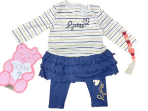 Guess Completo 2 Pezzi Bianco Blu Bambina
