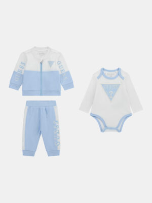 Guess Set felpa, pantalone e body Bianco Azzurro Bambino