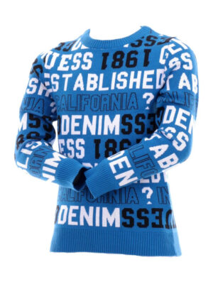 Guess Kids Golfino Girocollo Azzurro Bambino