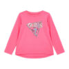 Guess Maglietta Maniche Lunghe stretch logo triangolo con paillettes Rosa Bambina