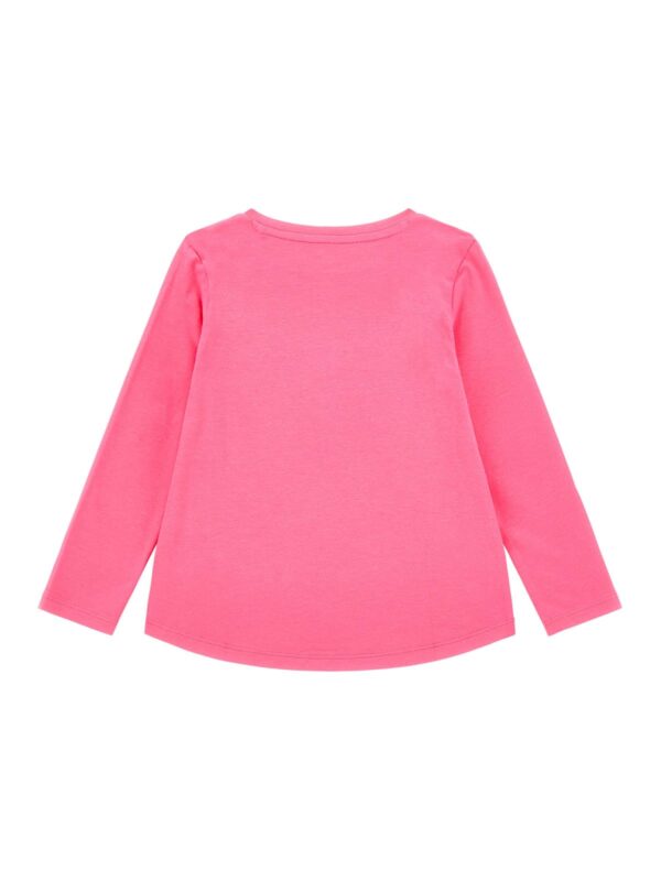 Guess Maglietta Maniche Lunghe stretch logo triangolo con paillettes Rosa Bambina