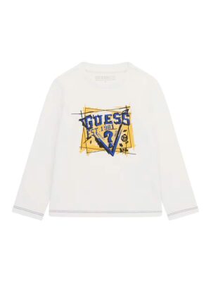 Guess Kids Maglia Maniche Lunghe Bianca Bambino