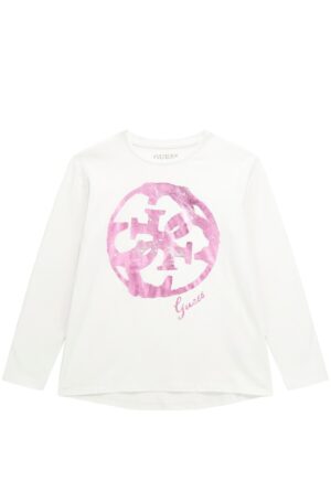 Guess Maglietta Maniche Lunghe Bianca Bambine Ragazze
