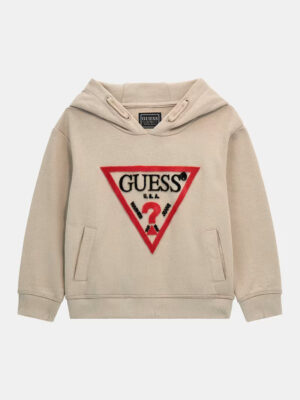 Guess Felpa Con Cappuccio logo triangolo frontale Beige Bambino