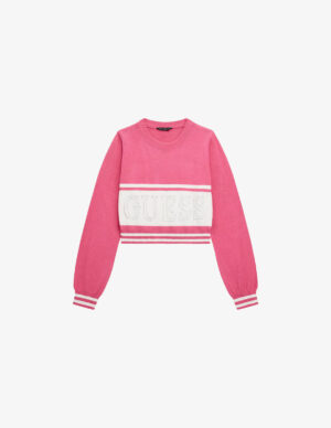 Guess Kids Maglioncino Girocollo Rosa Bainco Bambine Ragazze