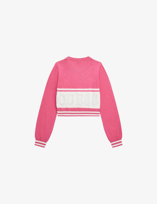 Guess Kids Maglioncino Girocollo Rosa Bainco Bambine Ragazze
