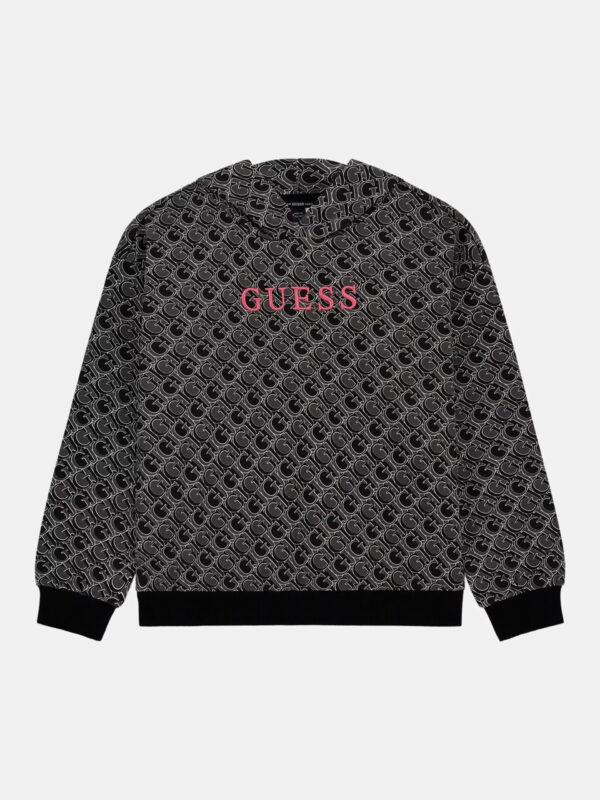 Guess Kids Felpa Con Cappuccio Nera Grigia Bambine Ragazze