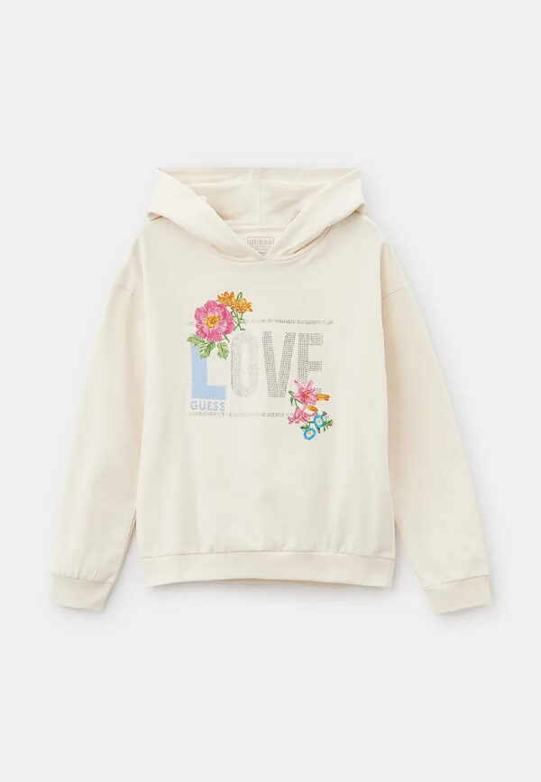 Guess Kids Felpa Con Cappuccio Beige Bambine Ragazze