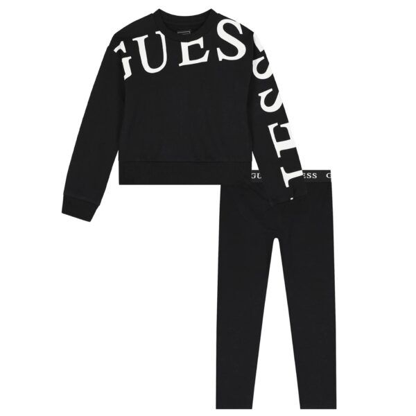 Guess Kids Felpa Girocollo Nera Bambine Ragazze