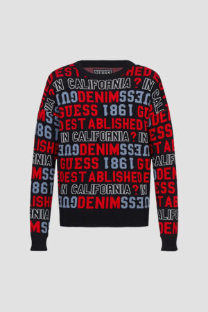 Guess All Over Jacquard Logo Sweater