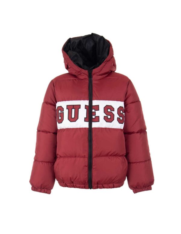 Guess Padded Hooded Ls Piumino Con Cappuccio Rosso Bambini Ragazzi