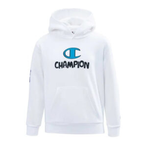 Champion Kid's Legacy Hoodie Felpa con Cappuccio Bianca Bambini